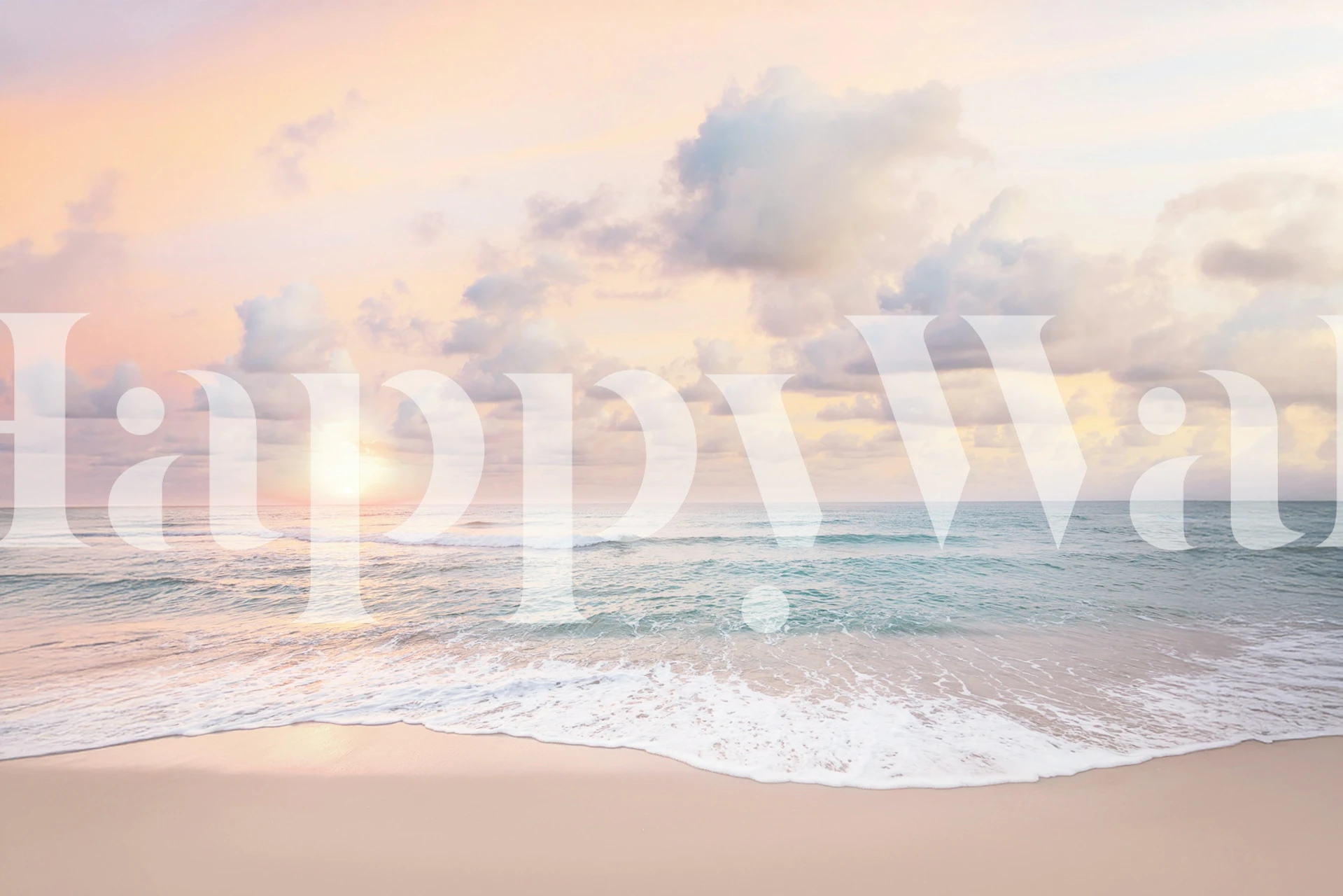 Serene ocean sunset with soft pink and blue hues wallpaper