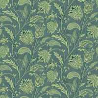 Floral paisley tendrils mosaic green teal ταπετσαρία