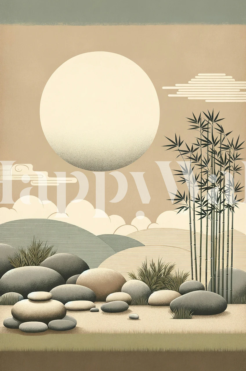 Minimalist Zen Garden wallpaper in a room