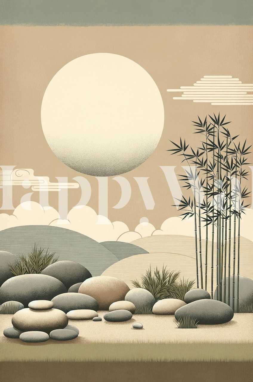 Minimalist Zen Garden wallpaper in a room
