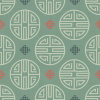 Asian ornaments sage green tapete