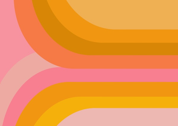 Retro Sunset Rainbows in Pink and Orange