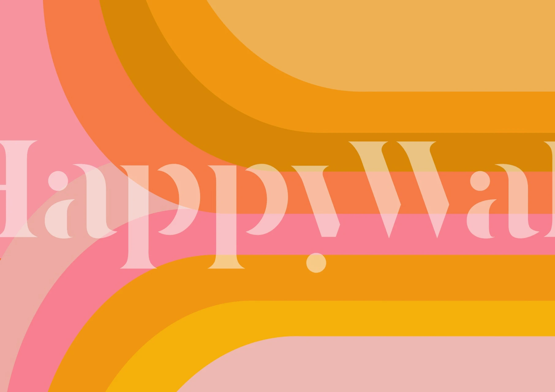 Repetitive curved rainbow patterns in pink and orange wallpaper