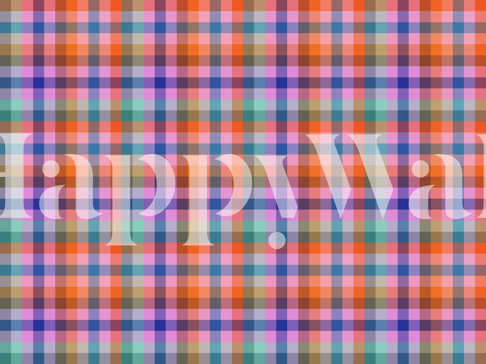 Multicolor plaid pattern featuring orange, pink, purple, and teal tones wallpaper