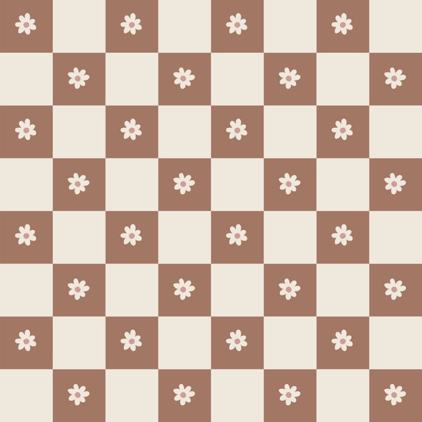 Daisy grid pattern - mocha mousse and cream
