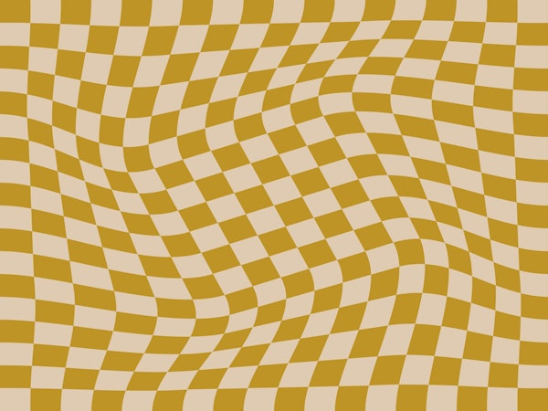 Retro Wavy Checkerboard in Yellow