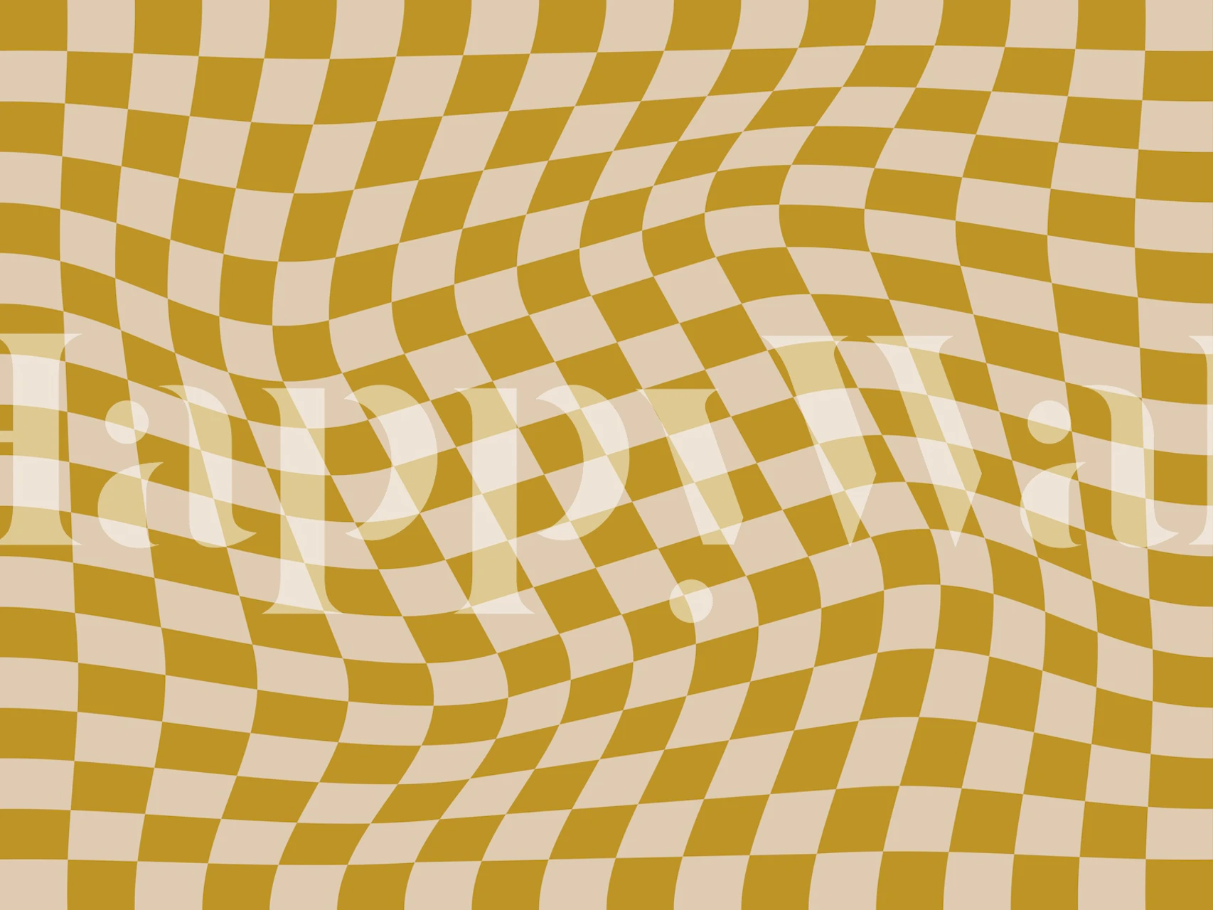 Retro Wavy Checkerboard wallpaper in einem Raum