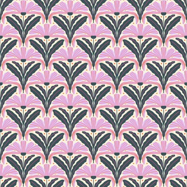 Modern Flowers - violet and green