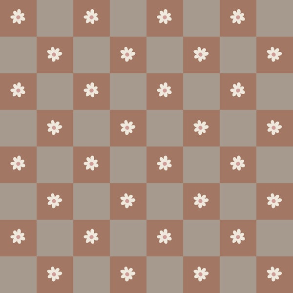 Daisy grid pattern - brown and mocha mousse