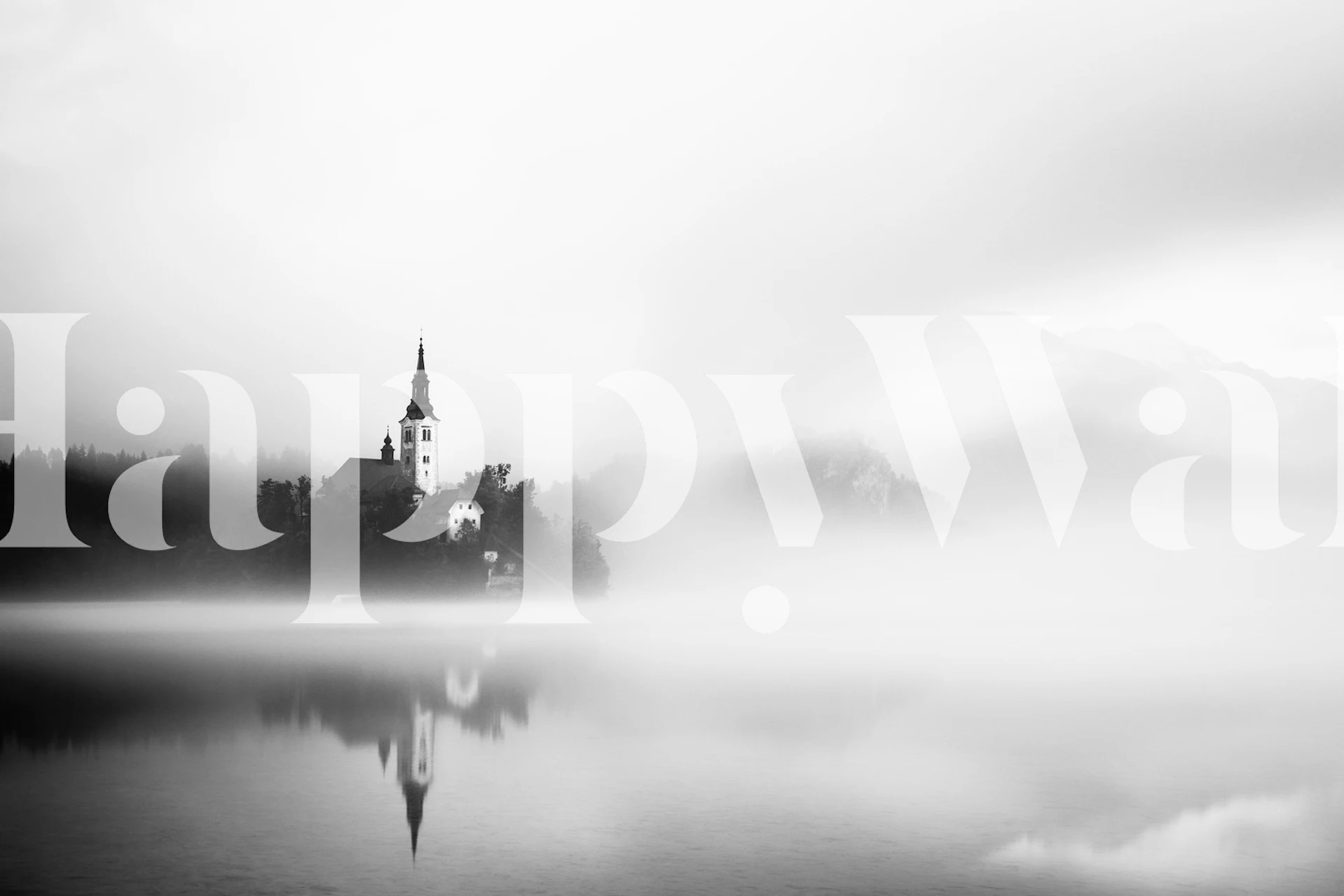 Sunrise at Lake Bled wallpaper in a room