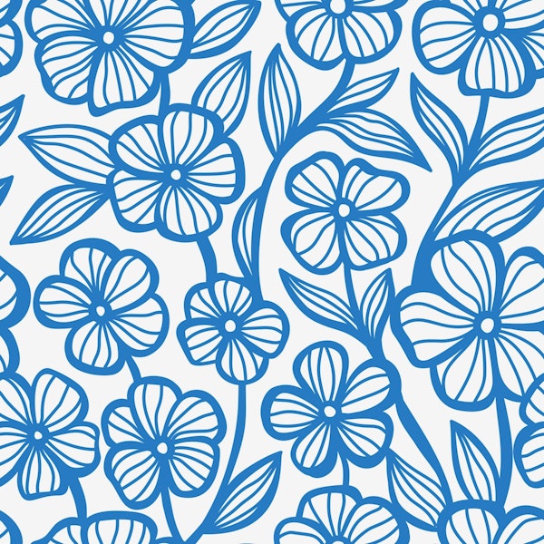 Floral Crochet Lace, Blue
