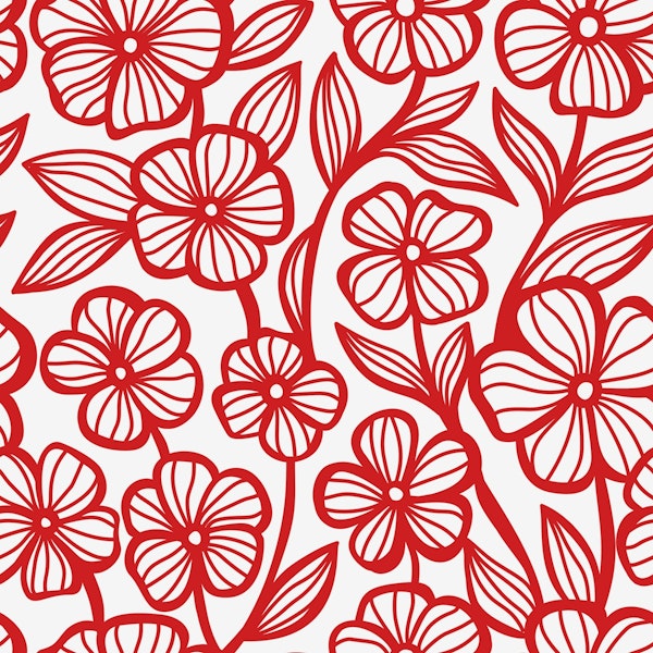 Floral Crochet Lace Pattern, Red