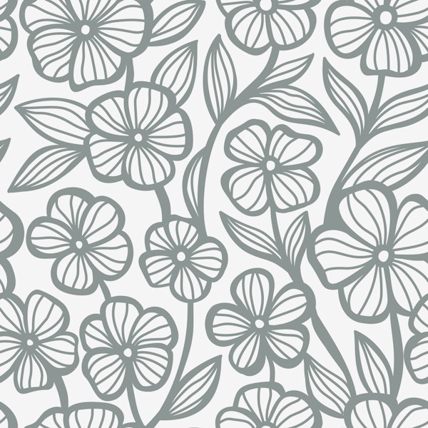 Floral Crochet Lace Pattern, Silver Grey