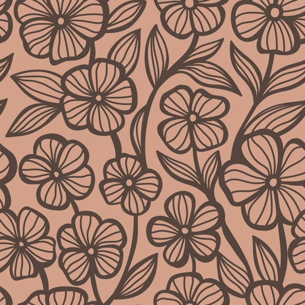 Floral Crochet Lace Pattern, Brown