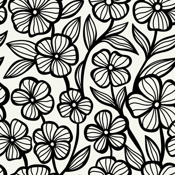 Floral Crochet Lace Pattern, Black and White