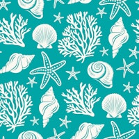 Oceanic Shells and Stars, Teal wallpaper