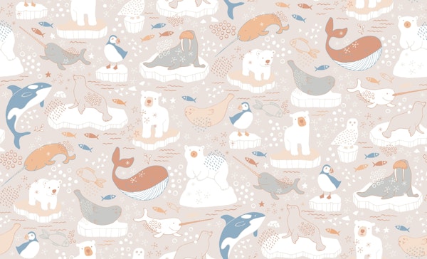 Arctic Animals - salmon and mushroom large