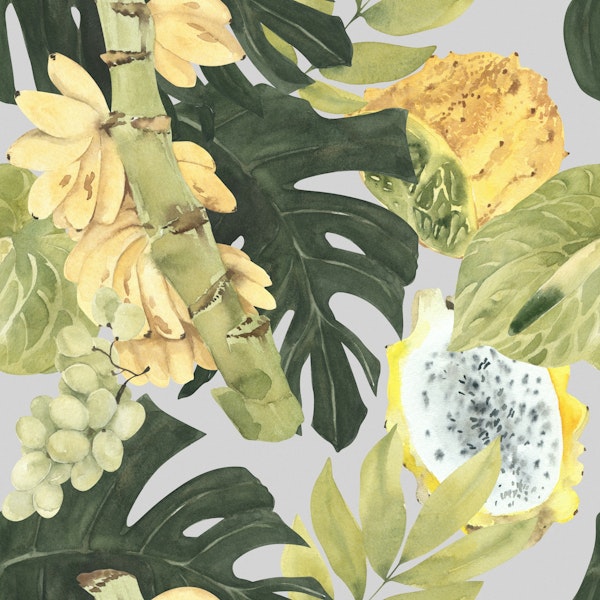Exotic Fruits & Jungle Leaves Pattern