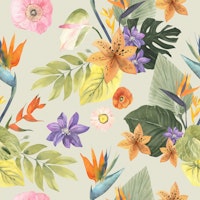 Tropical Garden with Lush Florals tapete