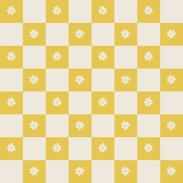 Daisy Grid Pattern Yellow and Cream