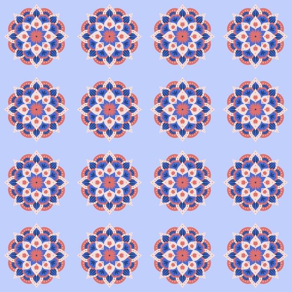 Blue and Coral Mandala