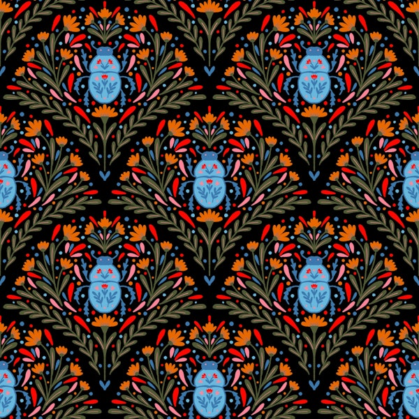 Bugs and flowers - blue and orange