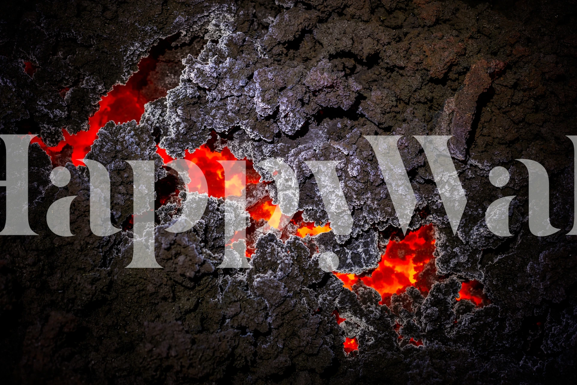 Abstract lava rock texture with fiery red and black hues wallpaper