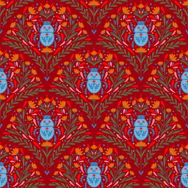 Bugs and flowers - red and blue