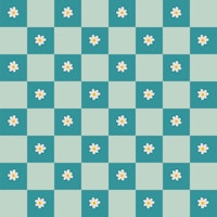 Daisy grid pattern - turquoise behang