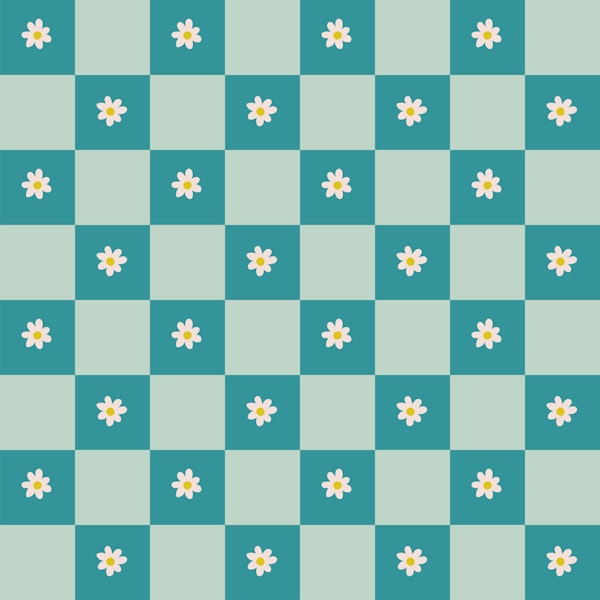 Daisy grid pattern - turquoise