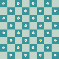 Daisy grid pattern - turquoise tapete