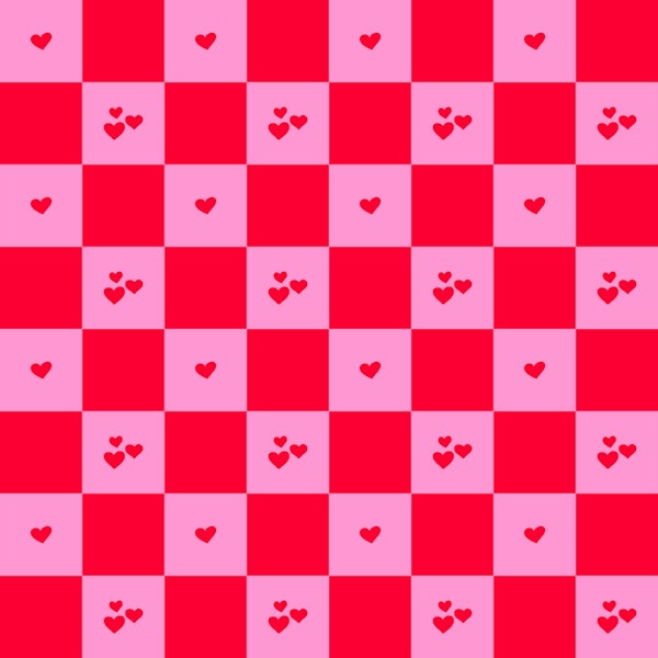 Hearts grid - pink and red