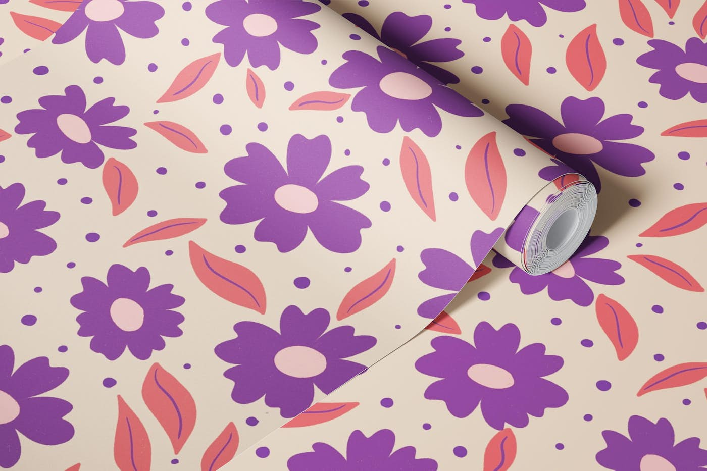 Purple Blossom Delight wallpaper roll