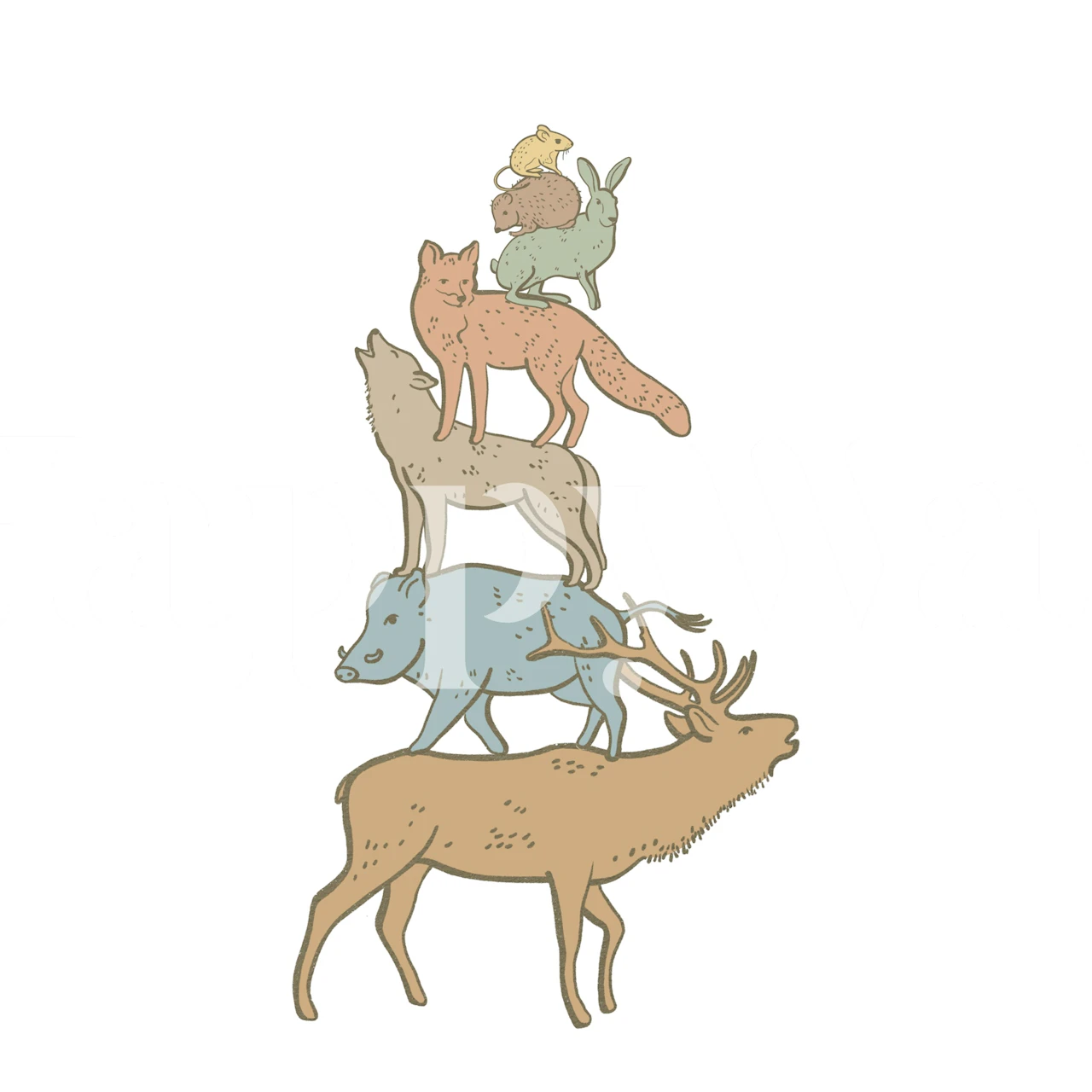 Woodland animal stack wallpaper in a room