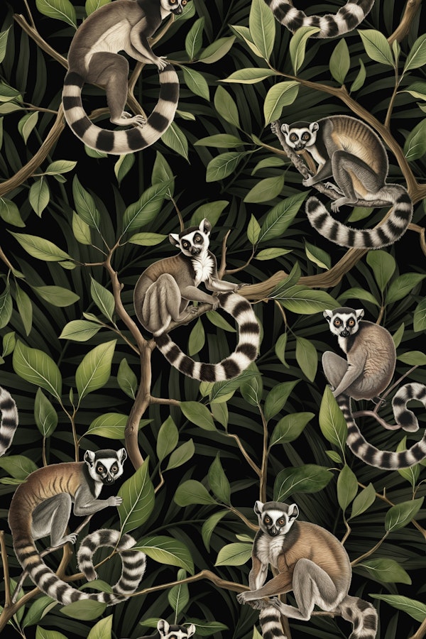 Lush Tropical Lemur Monkey Paradise