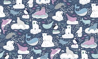 Arctic animals - Raspberry and navy tapetit