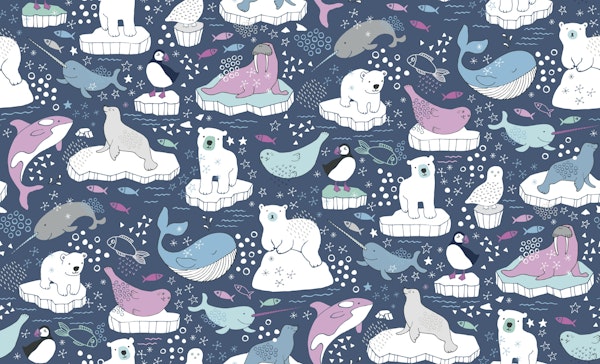 Arctic animals - Raspberry and navy