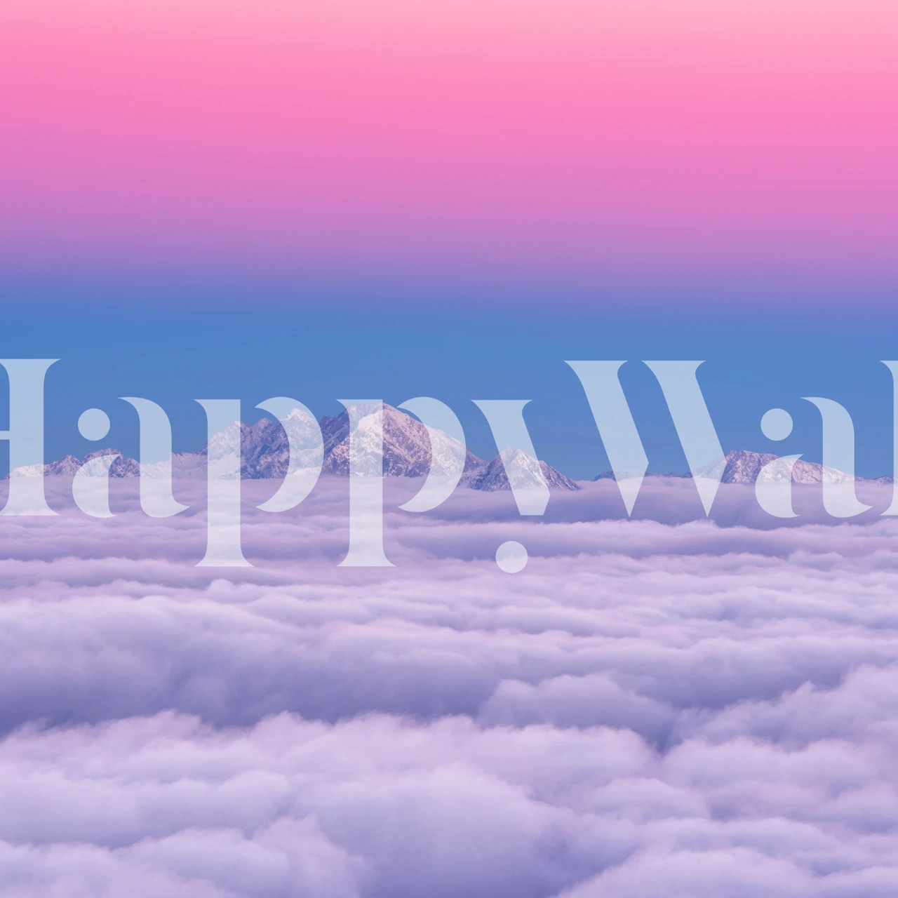 Pink and purple gradient wallpaper with mountain peaks