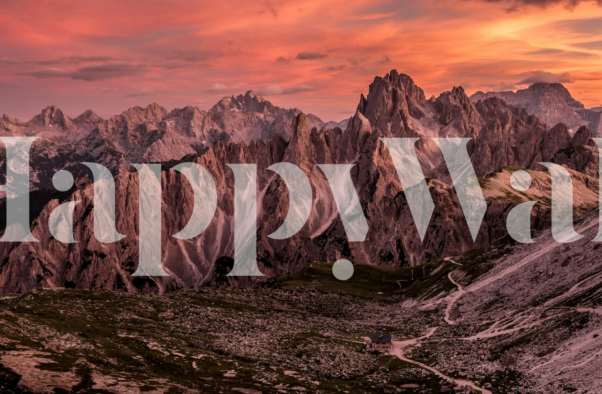 Τοίχο ζωγραφικής ορεινού τοπίου με ανατολή