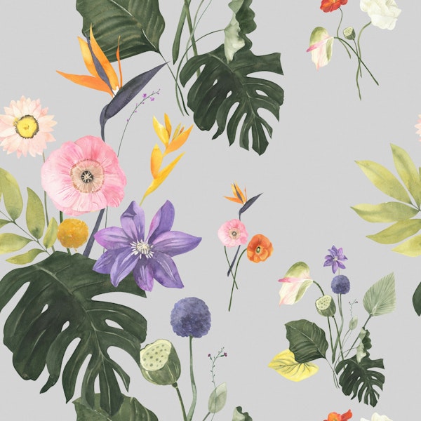 Exotic Jungle Flowers Pattern