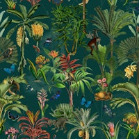 Rainforest Flora Monkeys Adventure papel pintado
