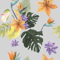Exotic Floral Leaf Pattern papel de parede