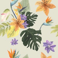 Lush Monstera & Blooms Pattern papel de parede