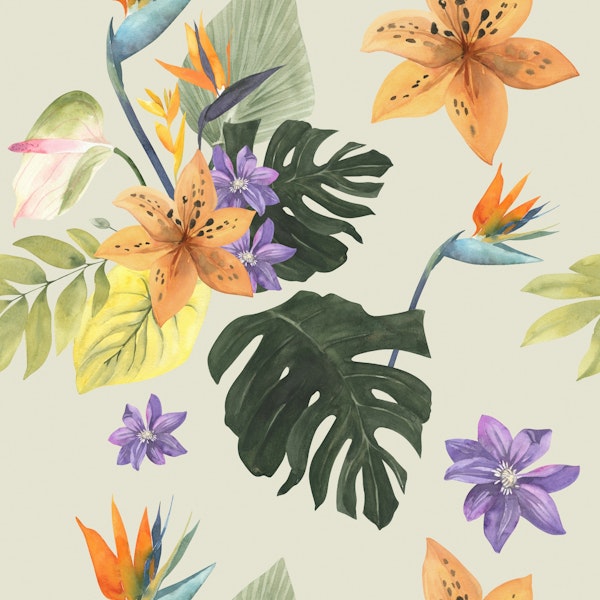 Lush Monstera & Blooms Pattern