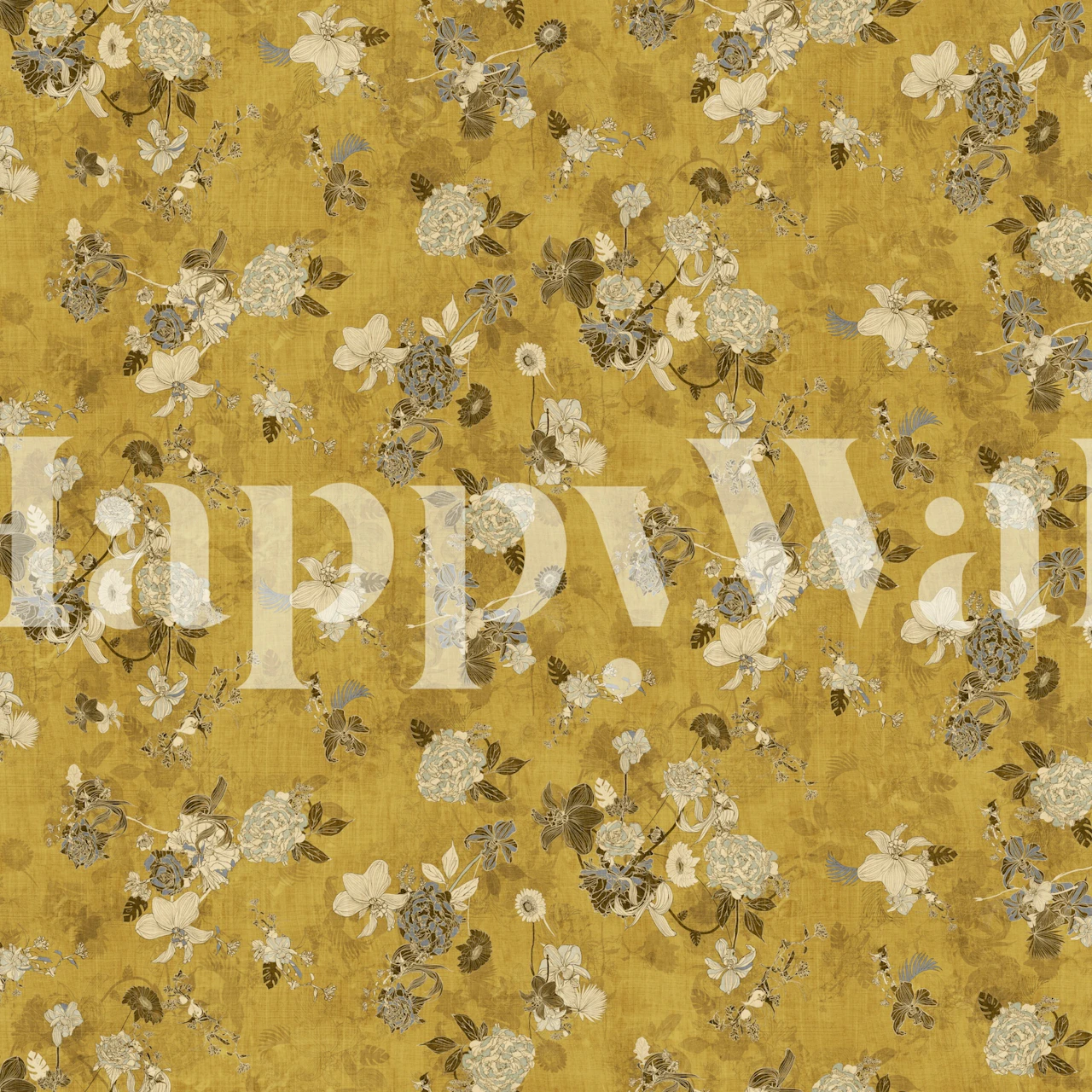 Design tapety Golden Floral Elegance v pokoji