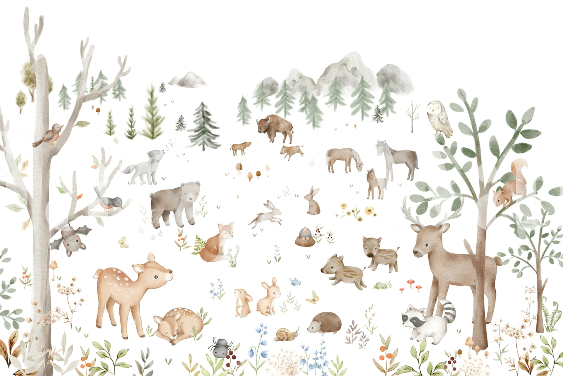 Forest Friends Adventure wallpaper design