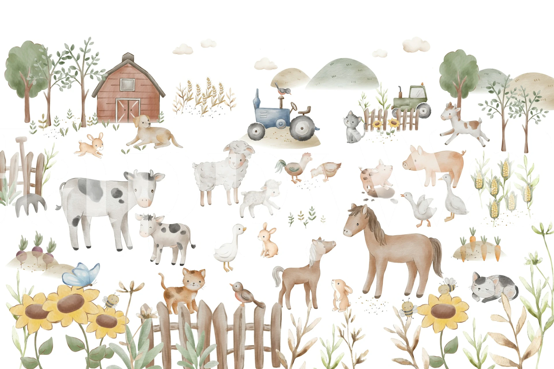 Farmyard Friends wallpaper w pokoju
