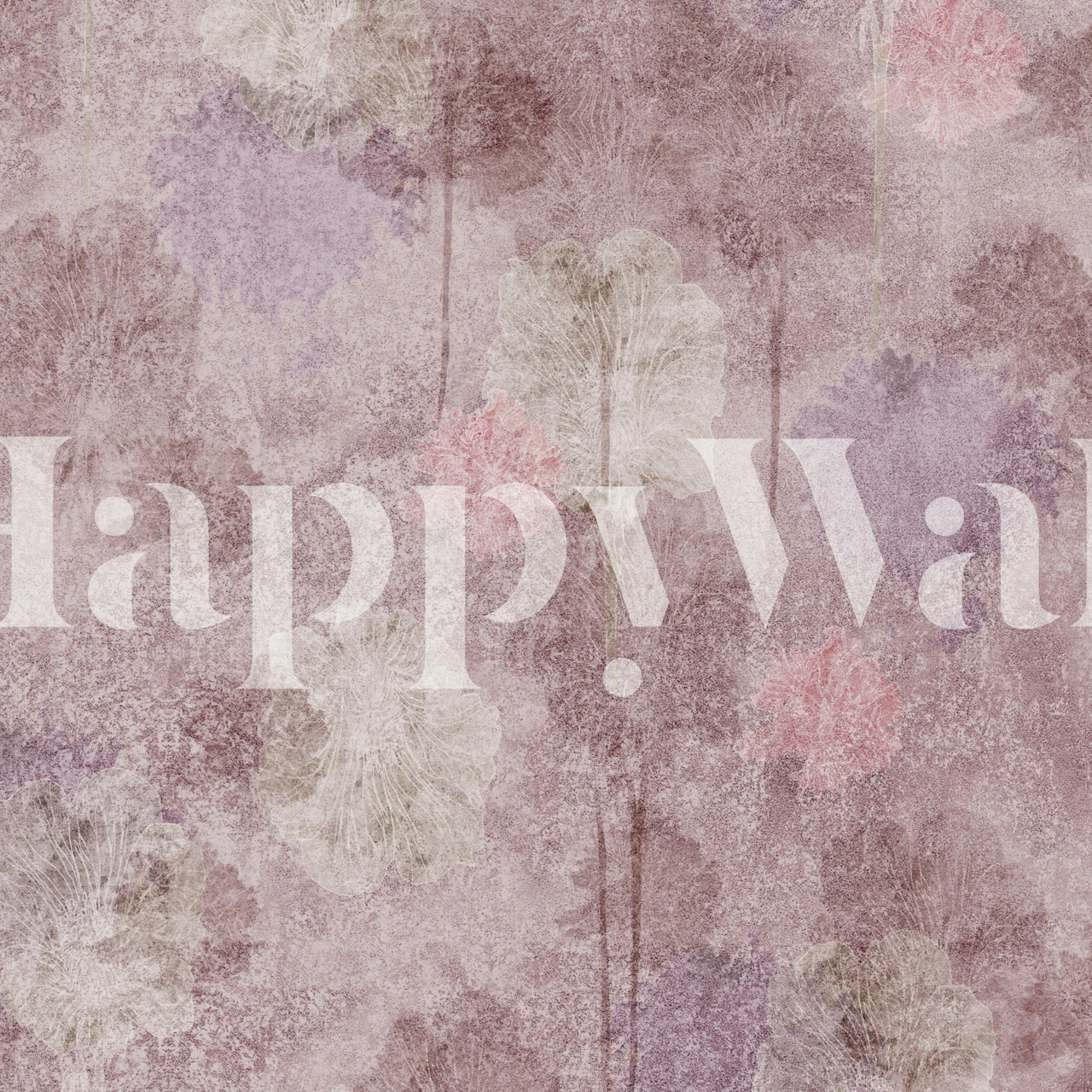 Pink floral patterns on textured background wallpaper