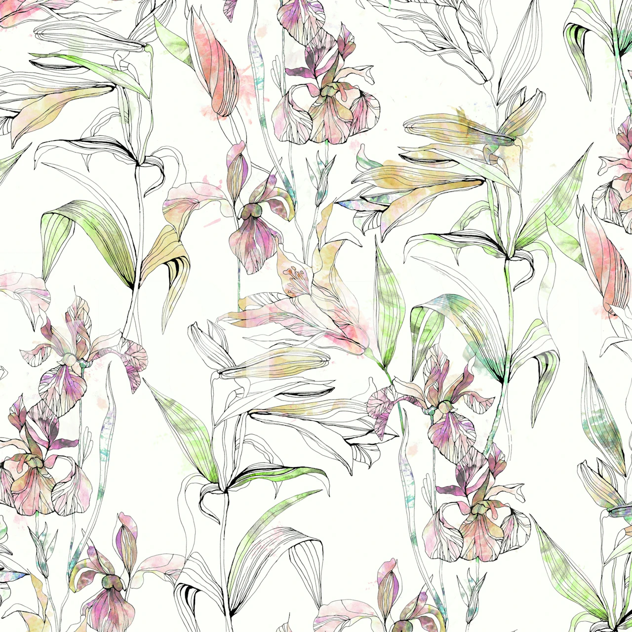 Pastel Iris Dreamscape wallpaper in a room setting