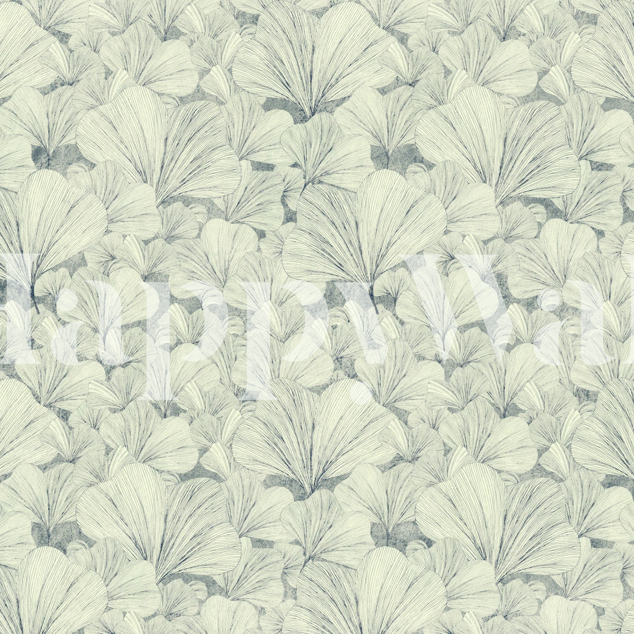 Repeated elegant leaf pattern in soft greens and whites wallpaper